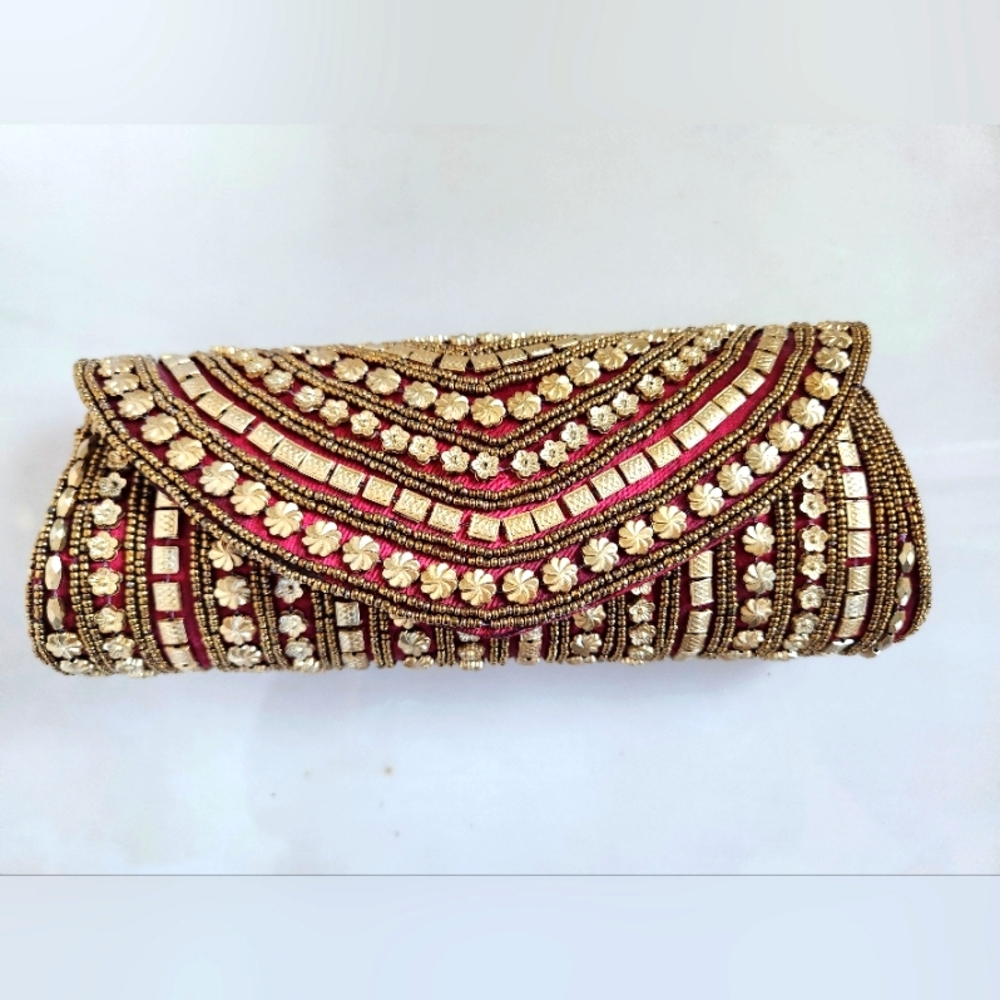 Boutique Gold And Red Evening Clutch